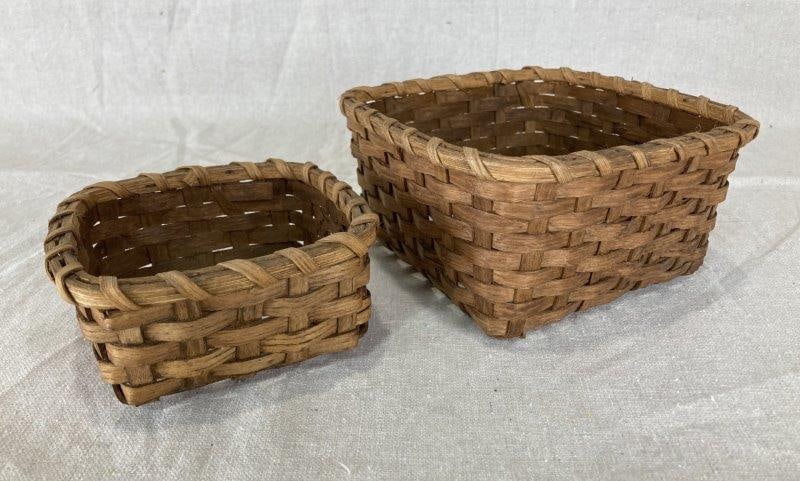 Two Woven Split Oak Storage Baskets (1 of 8)