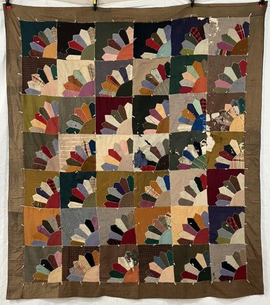 Handmade Crazy Quilt in the Grandmother’s Fan Pattern (1 of 11)