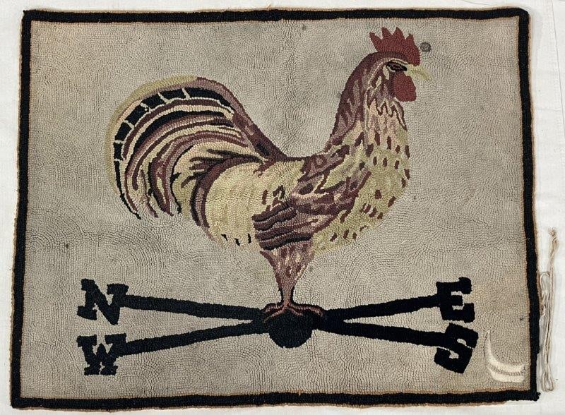 Folk Art Rooster Hooked Rug (1 of 12)