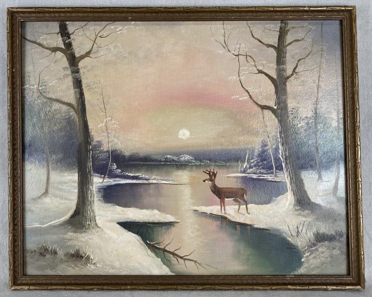 20th Century, Stag in Winter Landscape (1 of 9)