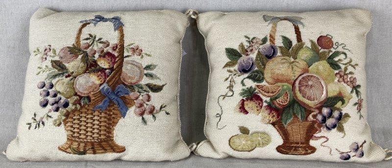 Pair of Needlepoint Pillows with Floral Motifs (1 of 9)