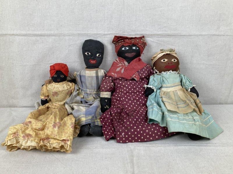 Four American Folk Art Black Cloth Dolls (1 of 20)
