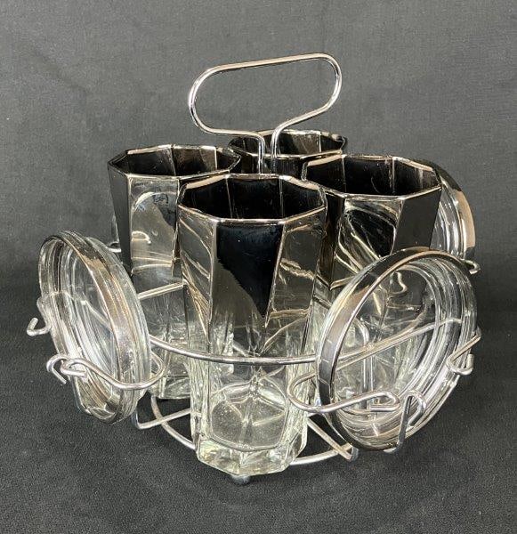 Mid Century Modern Queens Lustre Glasses, Coasters, and Caddy (1 of 12)