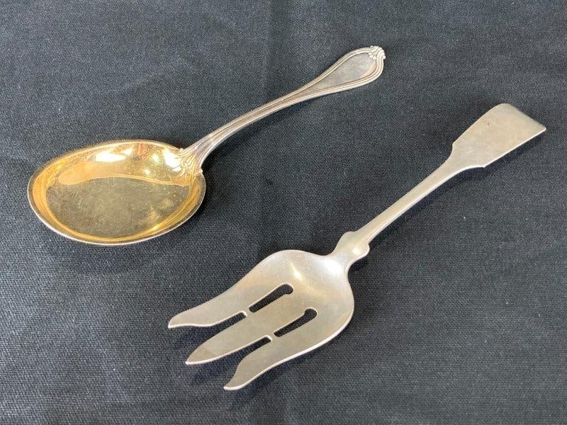 Sterling Silver Porter Blanchard Large Serving Fork and Silver Gilt Spoon (1 of 10)