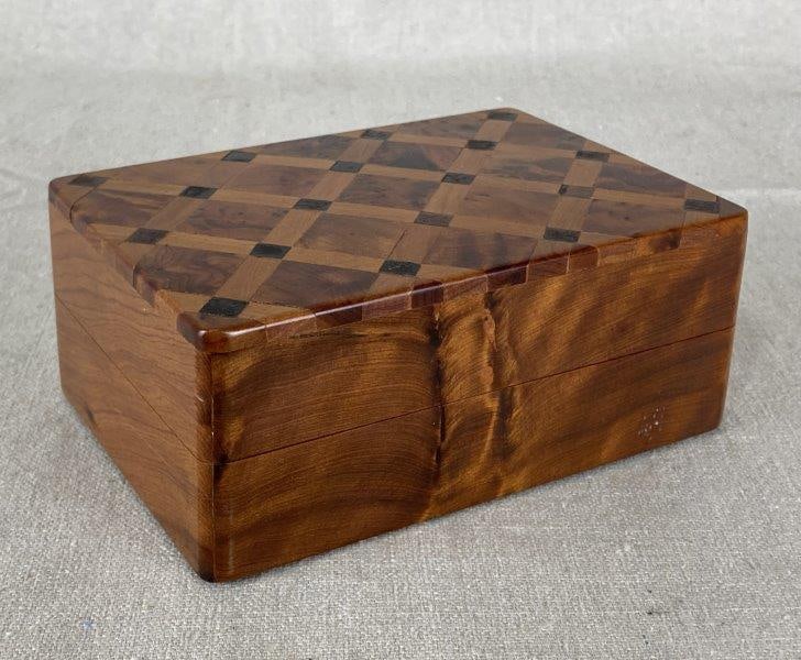 Geometric Inlaid Burl Wood Box (1 of 11)