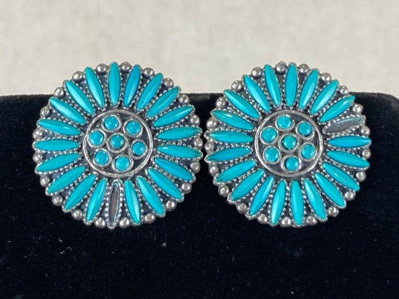 Sancrest Turquoise and Silvertone Earrings (1 of 7)