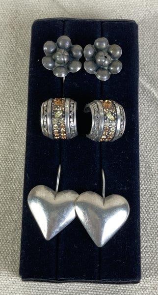 Three Pairs of Sterling Silver Earrings (1 of 6)
