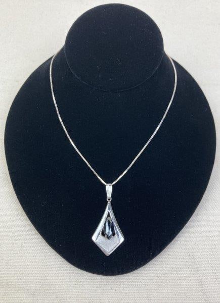 Art Deco-Style Sterling Silver Onyx Pendant Necklace (1 of 5)