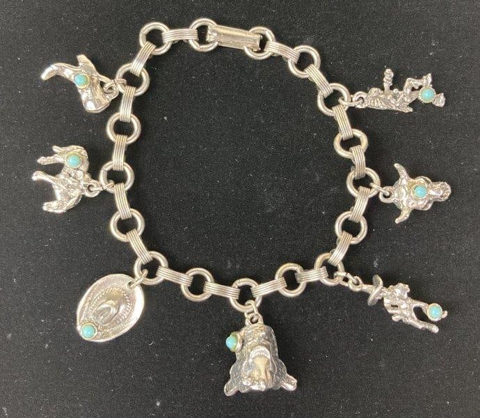 Southwestern-Style Silvertone Charm Bracelet (1 of 5)