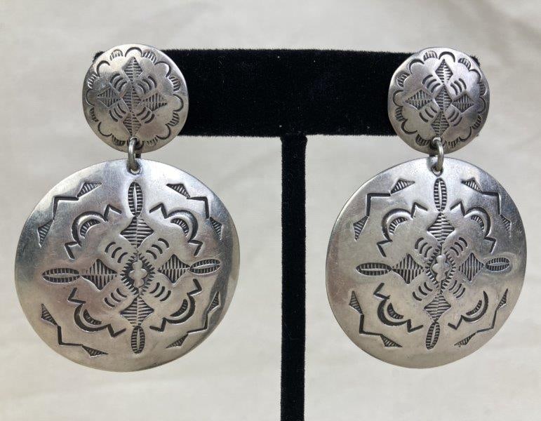Native American Sterling Silver Concho Earrings (1 of 5)