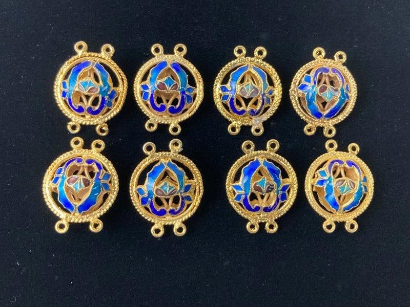 Eight Cloisonne Enamel and Gold-Tone Jewelry Spacers (1 of 3)