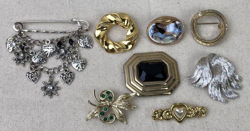 Collection of Eight Brooches Including Monet and Kalevala Koru (1 of 7)