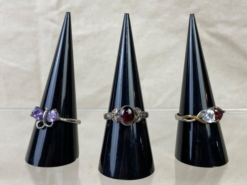 Three Silver-Tone and Sterling Rings (1 of 14)