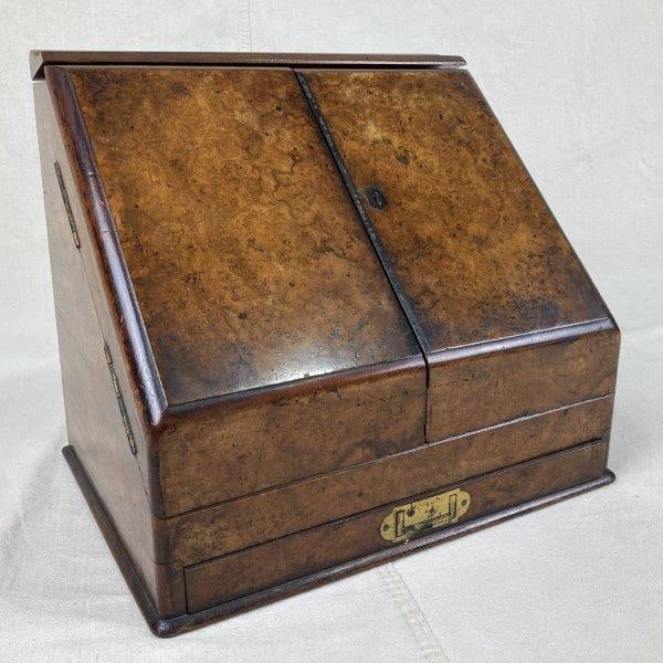 19th Century Burr Walnut Stationary Box (1 of 9)
