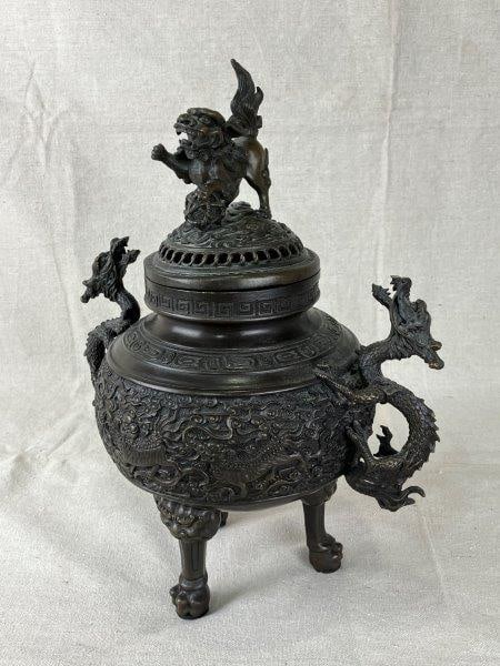 Chinese Bronze Dragon Incense Burner (1 of 12)