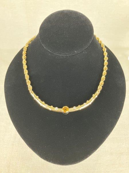 14K Gold Diamond and Citrine Necklace (1 of 7)