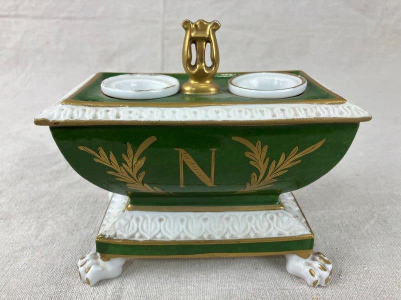 French Nevers Painted Porcelain Napoleon Inkwell (1 of 12)