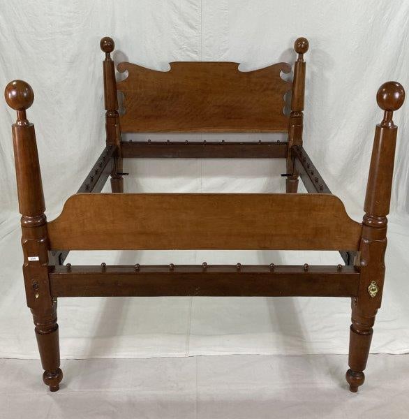Early Figured Cherry Cannonball Bed (1 of 9)