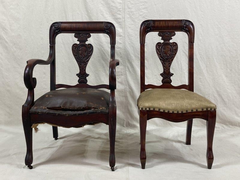 Set of Heavily Carved Mahogany Chairs (1 of 10)