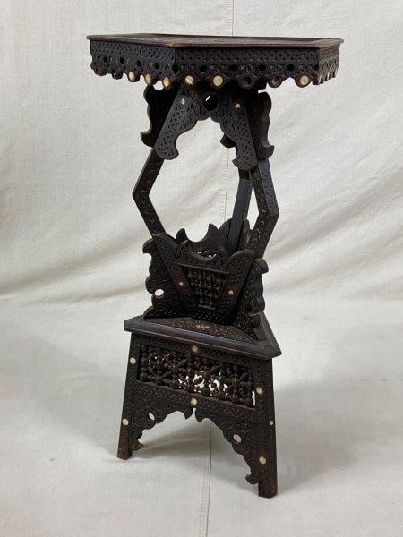 19th Century Syrian Carved and Inlaid Table (1 of 11)
