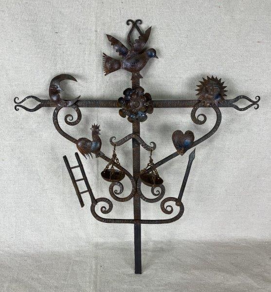 Folk Art Wrought Iron Cross (1 of 5)