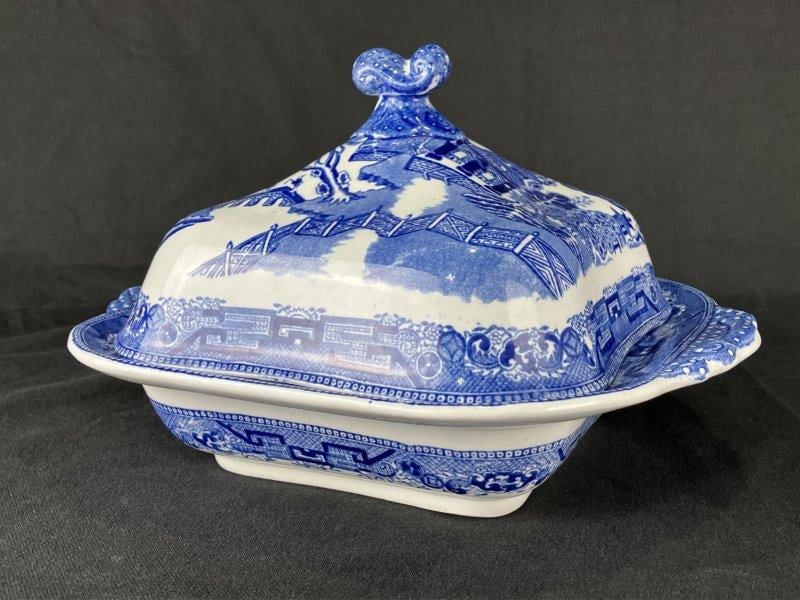English Blue Willow Covered Dish (1 of 13)