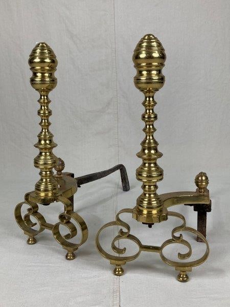 High-Quality Federal Style Brass Andirons (1 of 6)