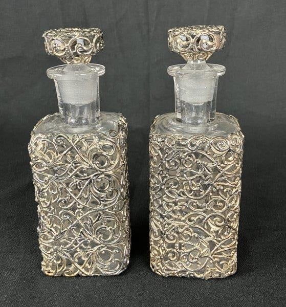 Perfume Bottles with Silver Overlay (1 of 8)