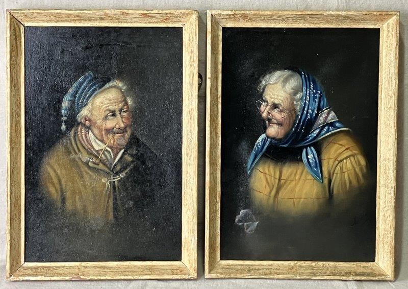 Filippo Marantonio Portrait Oil Painting Pair, Elderly Couple (1 of 13)