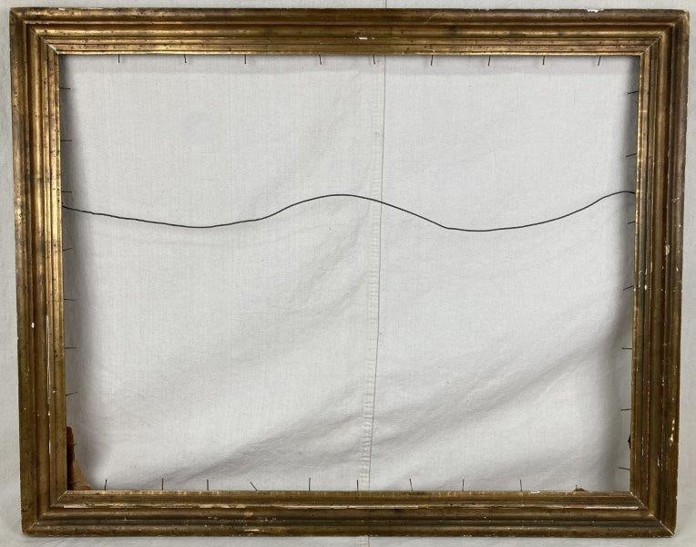 Gilt Frame: Handsome gilt frame with a refined decorative presence, ideal for period artwork or mirrors. Outer frame measures approximately 30" x 38", with an inner opening of 25 1/2" x 33 1/2". Shows some loss t