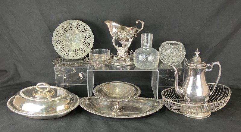 Silverplate Tableware and Glassware Assortment (1 of 9)