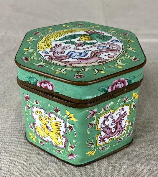 Chinese Cloisonné Tea Caddy (1 of 8)