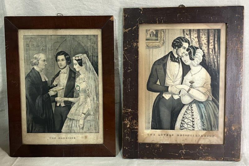 Nathaniel T. Currier Marriage Lithograph Print Pair, 1846 (1 of 15)