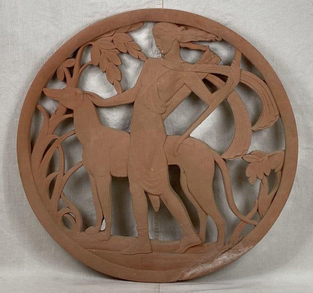 Early 20th Century Art Deco Architectural Diana the Huntress Plaster Medallion (1 of 6)