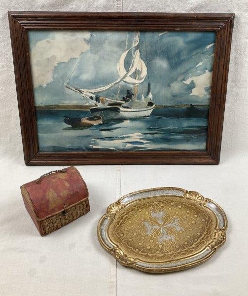 Florentine Tray, Ship Print, and Decorative Box (1 of 12)