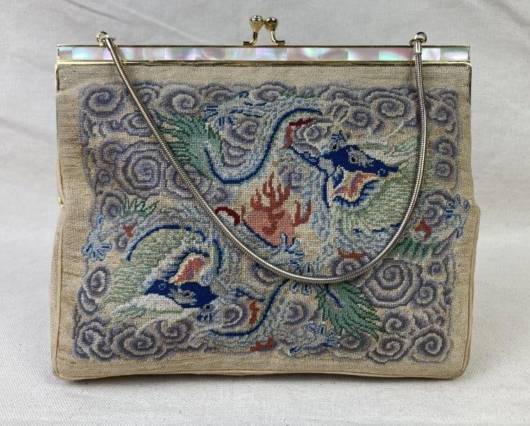 Vintage Chinese Dragon Needlepoint Clutch (1 of 9)