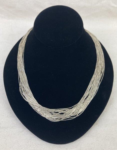 Vintage Native American Liquid Silver Sterling Necklace (1 of 4)
