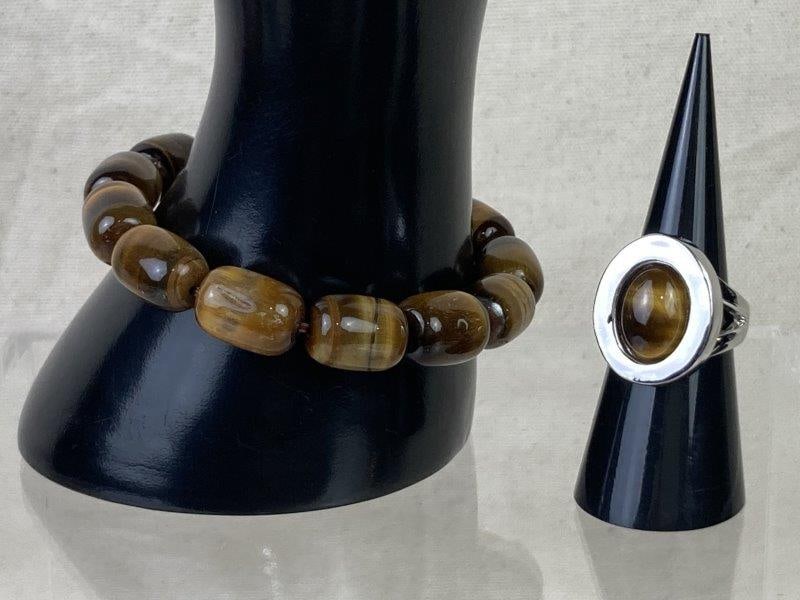 Tiger's Eye Demi-Parure Bracelet and Ring (1 of 8)