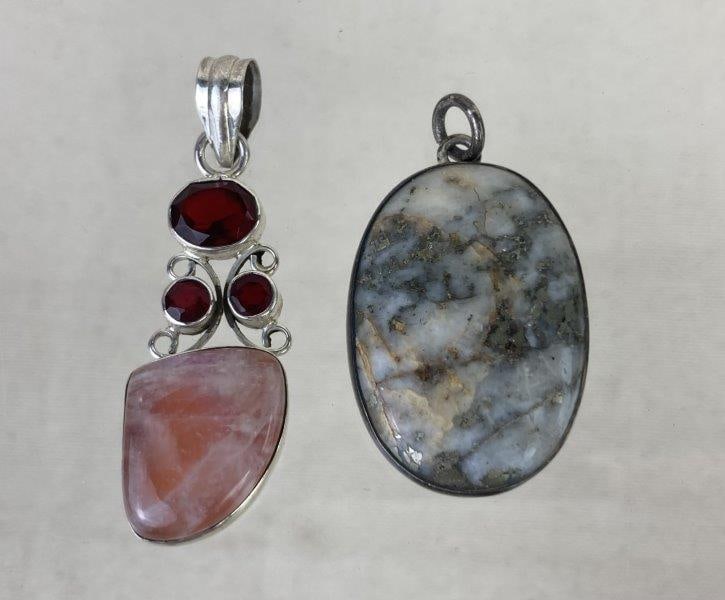 Artisan-Crafted Sterling Silver Natural Stone Pendants (1 of 7)