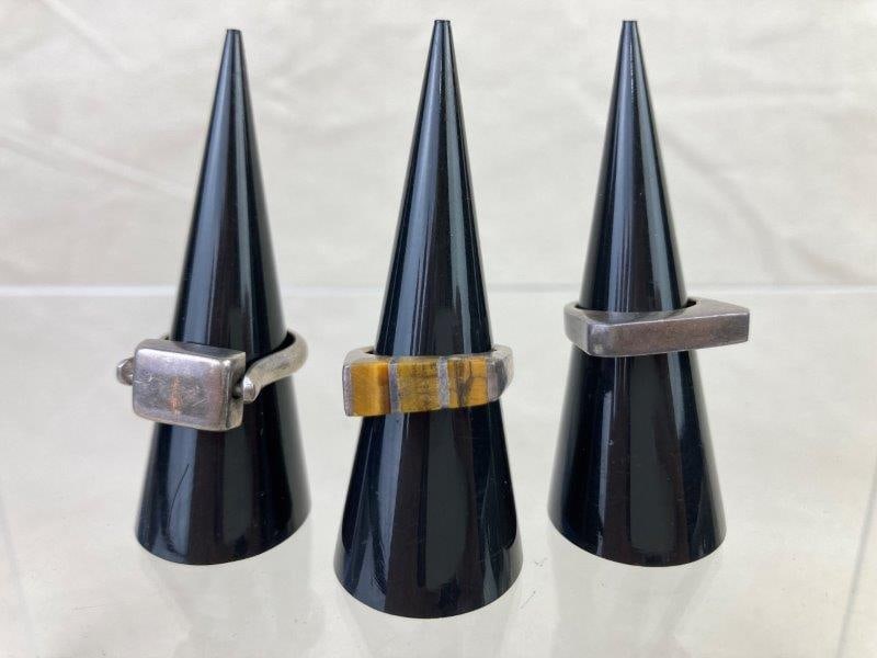 Three Sterling Silver Rings Featuring Tiger's Eye and Artisan Designs (1 of 14)