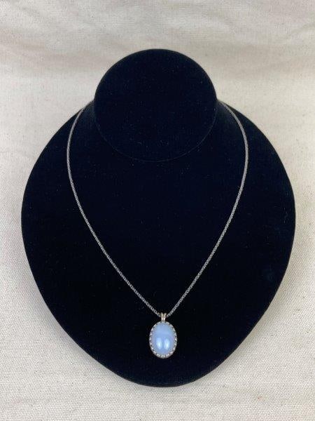 Pandora Sterling Silver and Moonstone Necklace (1 of 6)