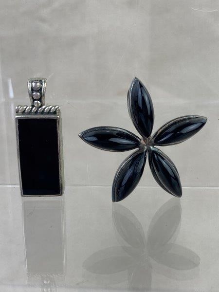 Two Sterling Silver Pendants Featuring Onyx Designs (1 of 7)