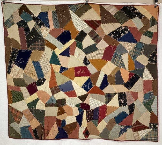 1894 Crazy Quilt, Signed (1 of 9)
