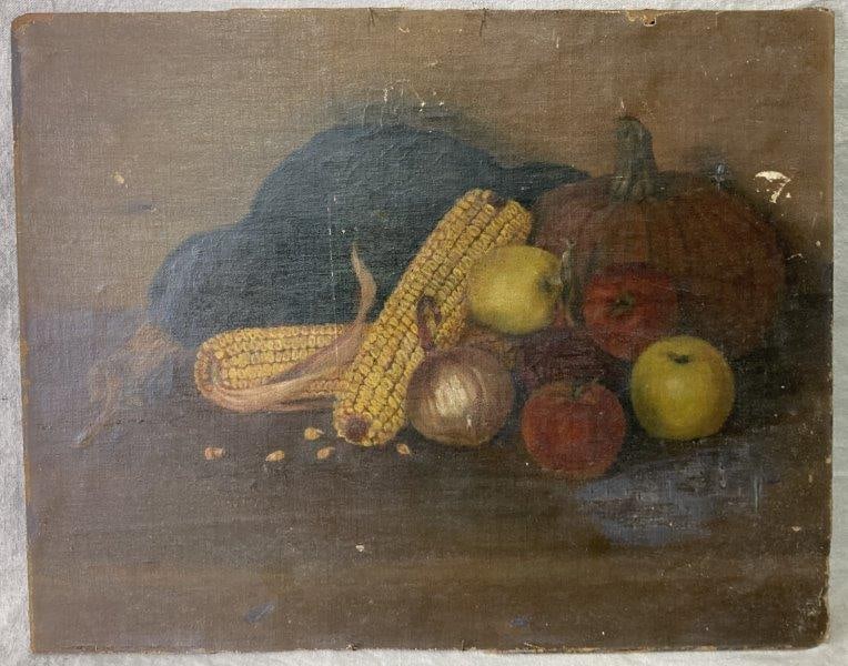 Folk Art Vegetable Still Life Oil Painting (1 of 10)