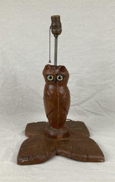 Folk Art Hand-Carved Owl Lamp (1 of 9)