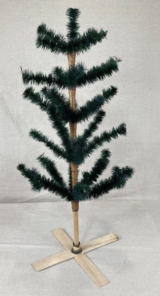 Christmas Feather Tree: Wonderful vintage holiday decoration featuring classic green feather branches with charming handcrafted detail and festive appeal. Measures approximately 30" H x 14" W x 12" D. In good condition with 