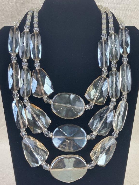 Giorgio Armani Crystal and Lucite Multi-Strand Necklace (1 of 6)