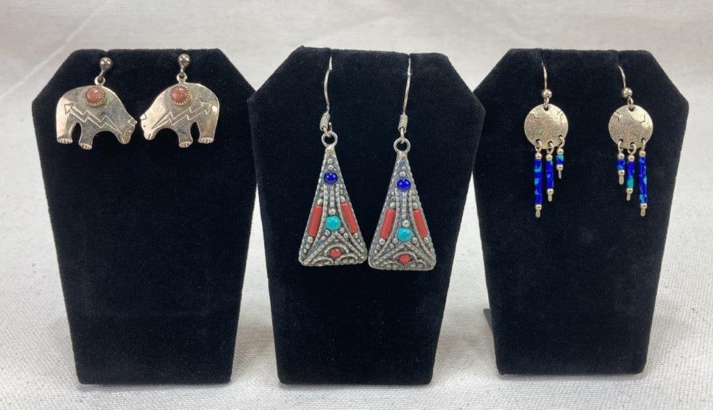 Grouping of Southwestern Earrings Including Sterling Silver (1 of 4)