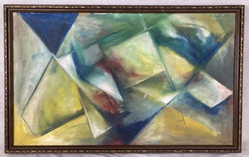 Mid Century Modern Geometric Oil Painting (1 of 8)