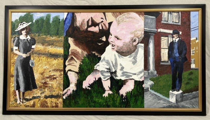 Large Triptych Folk Art Painting (1 of 11)